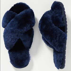 NWT Emu Australia Mayberry Crossover Sheepskin Slipper Slide - Midnight/Navy